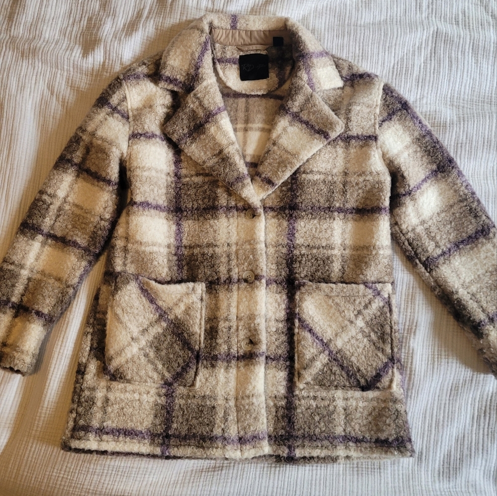 RD Style Cream and Purple Teddy Jacket